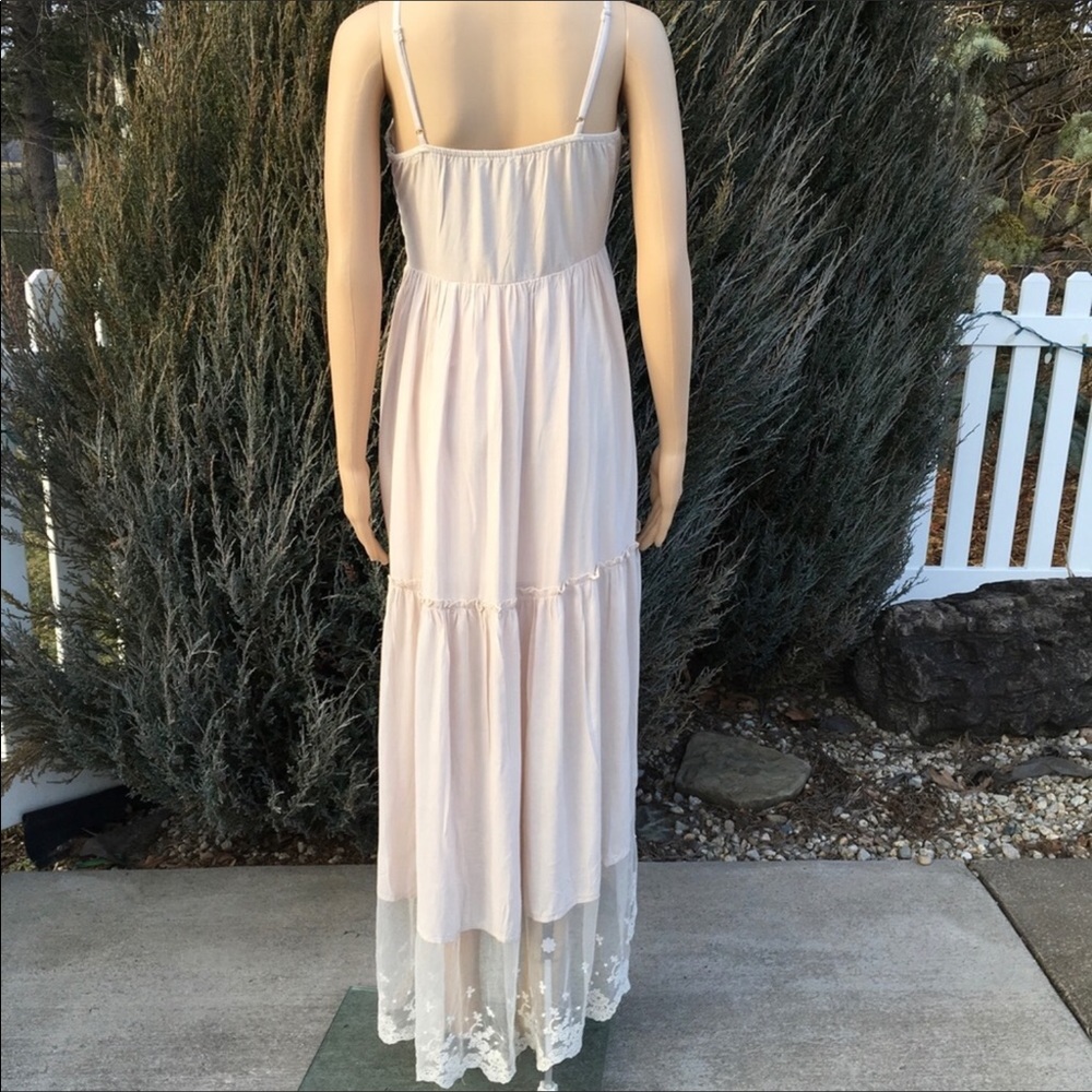 NWOT LACE HEM MAXI DRESS SPAGHETTI STRAP HI LOW LACE HEM - Picture 2 of 8
